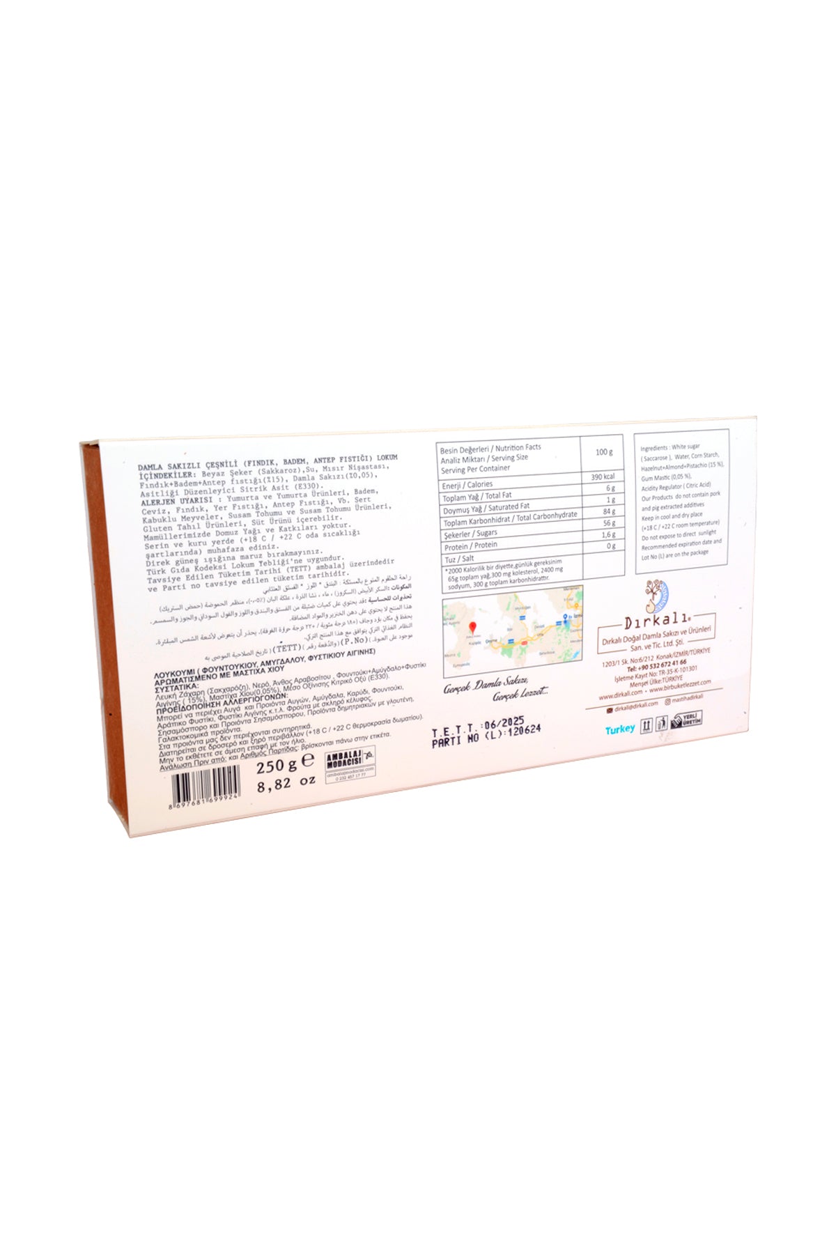 DIRKALI cesnili Mastic Flavored Turkish Delight 250 g - MALLTURK