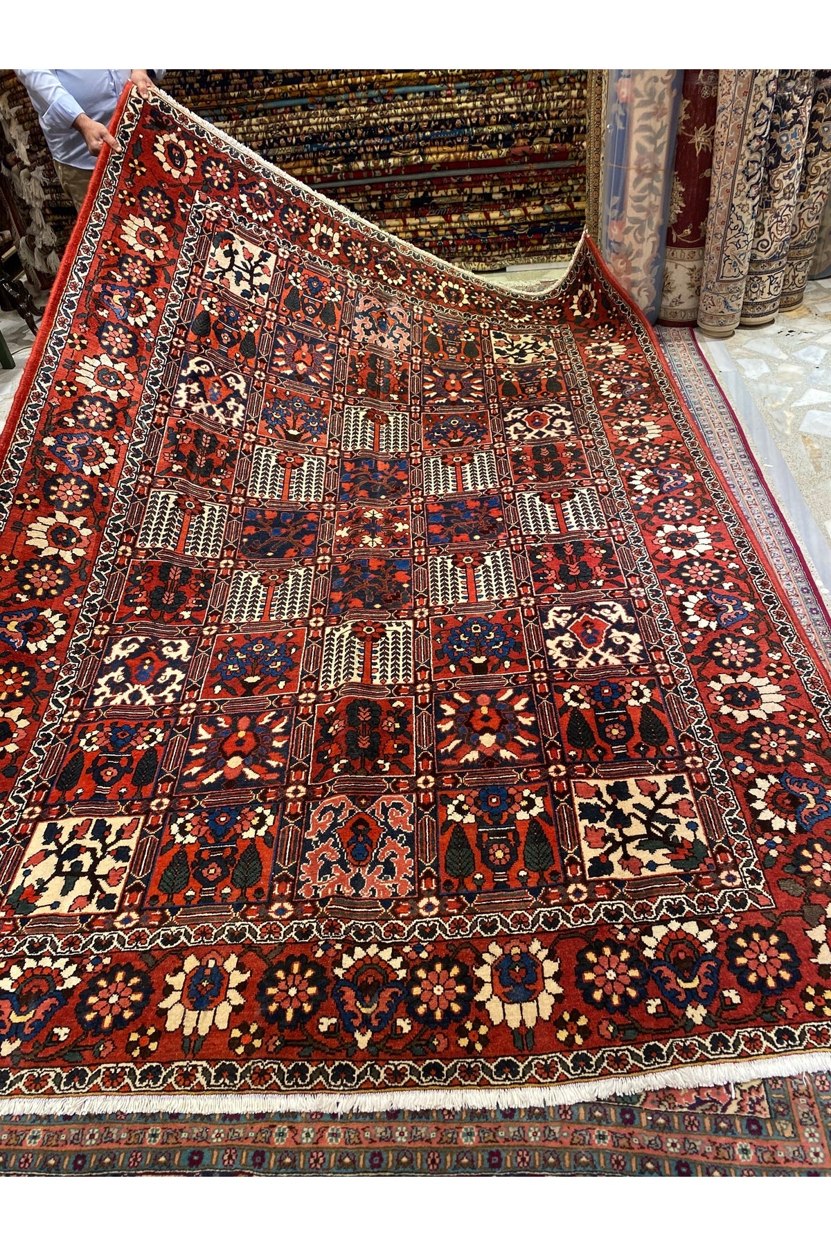 RD RAMAZAN DAG Hand Rug Art Hand-Woven Iranian Bahtiyari Rug Cotton Fringe with Wool Weave Natural Dye Size 3x2
