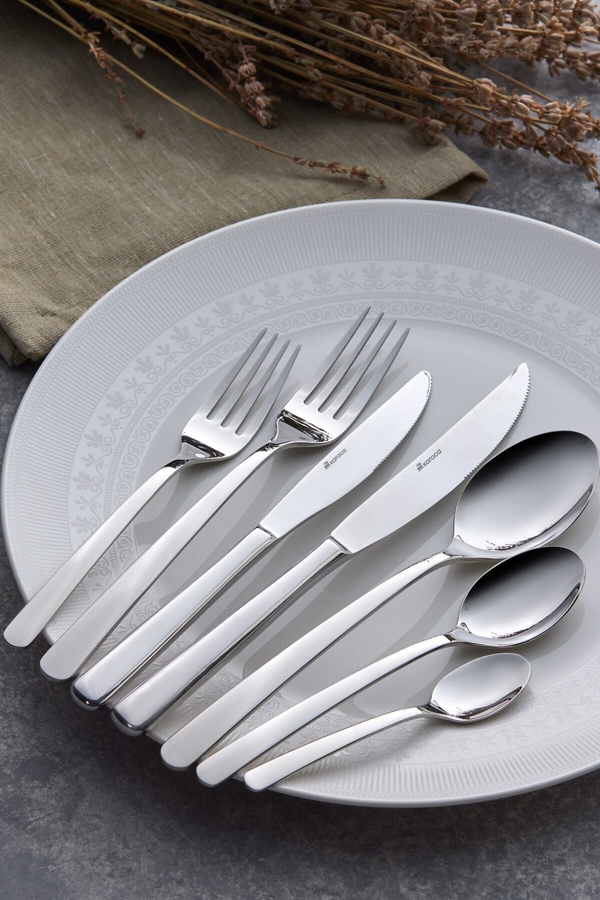 Karaca vesper 84 Piece 12 Place Setting elegance Boxed Flatware Set - MALLTURK