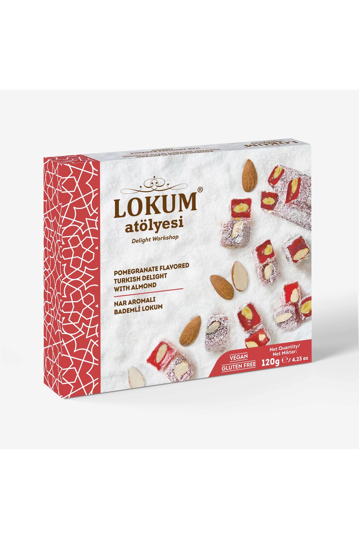 Lokum Atolyesi Pomegranate Flavored Flavored Almond Turkish Delight 120g - MALLTURK