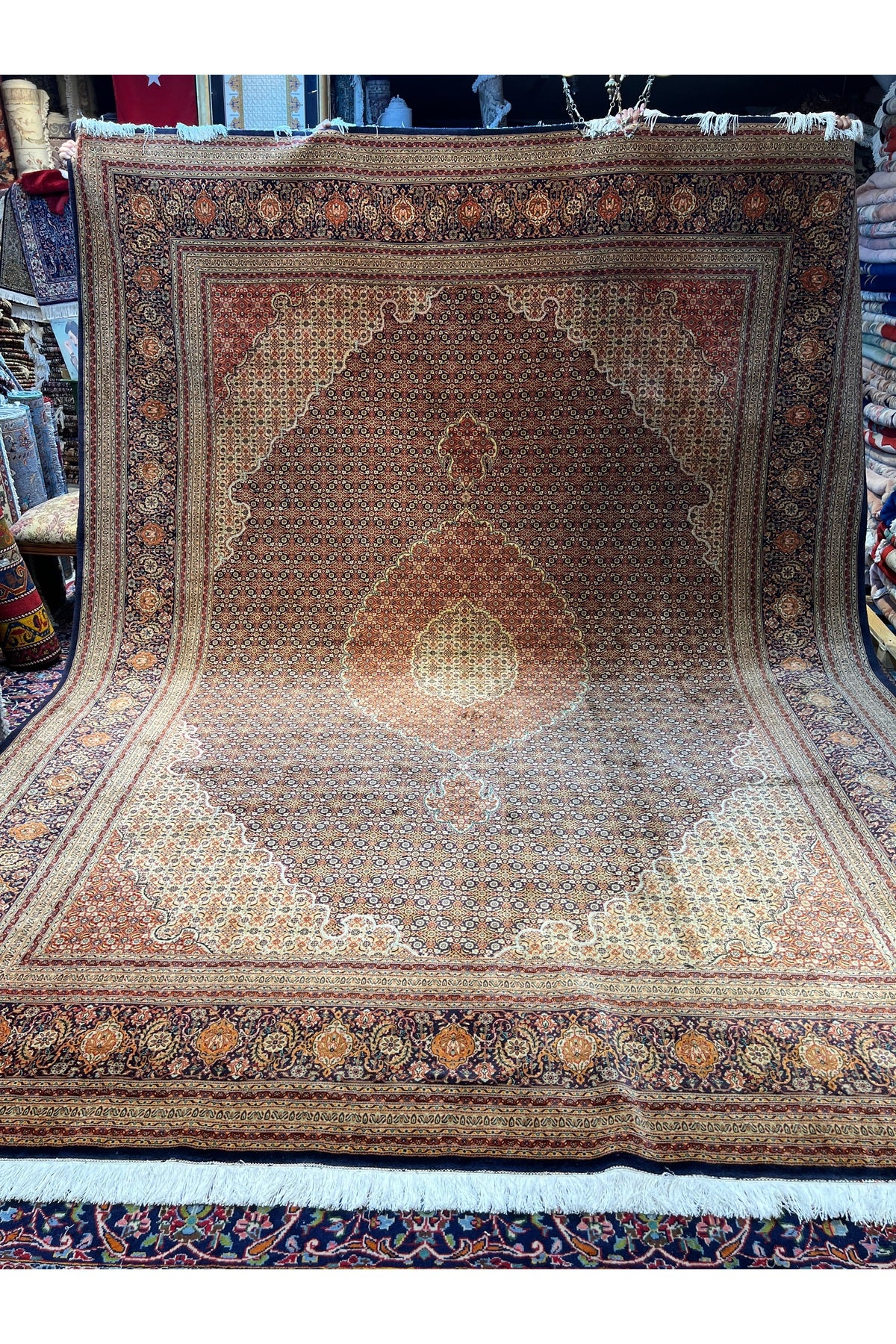 RD RAMAZAN DAG Hand Rug Art Hand-Woven Iranian Mahi Rug Wool Blend Premium Quality Size 405x305 - MALLTURK