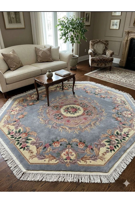 RD RAMAZAN DAG Hand Rug Art Hand-Woven Embossed Yuvarlak Chinese Rug Premium Quality Wool Weave Size 260x260 - MALLTURK