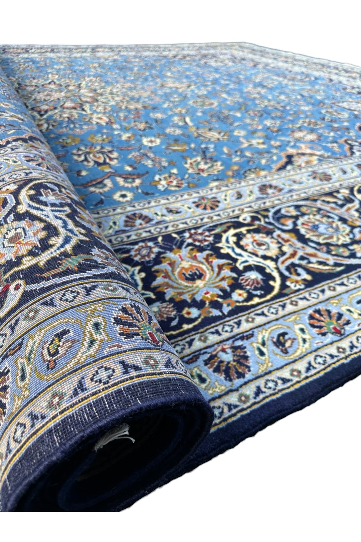 BURAK Rug Hand-Woven Iranian Nain Rug 305X410 Turquoise %100 Wool 12,5 M2 Large Living Room Rug - MALLTURK