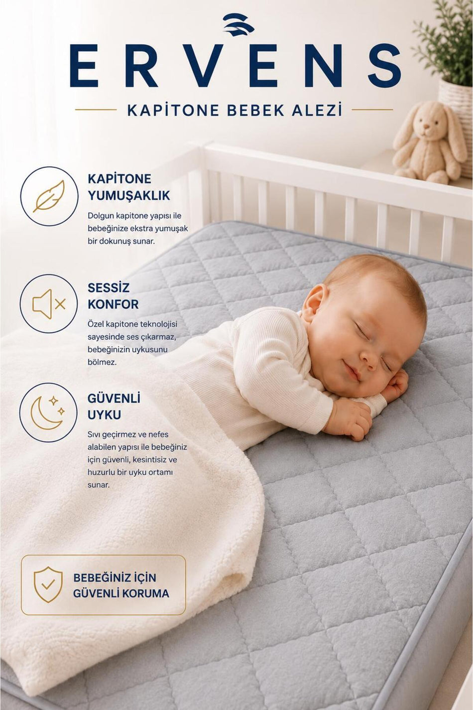 Ervens Home Waterproof Cotton Quilted Baby & Kids Mattress Protector - MALLTURK