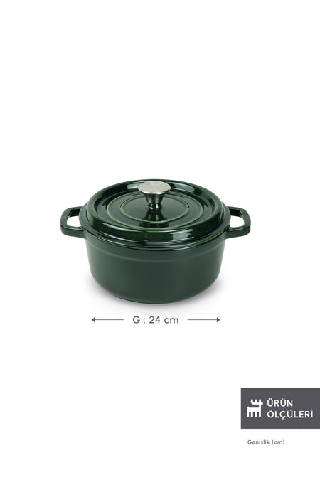 Karaca Heritage Demir Cast Emayeli Pot Yesil - MALLTURK