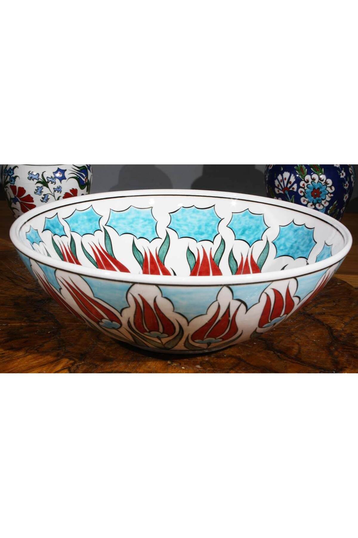 Cini Evi Tulip Patterned 30cm Iznik Bowl - MALLTURK