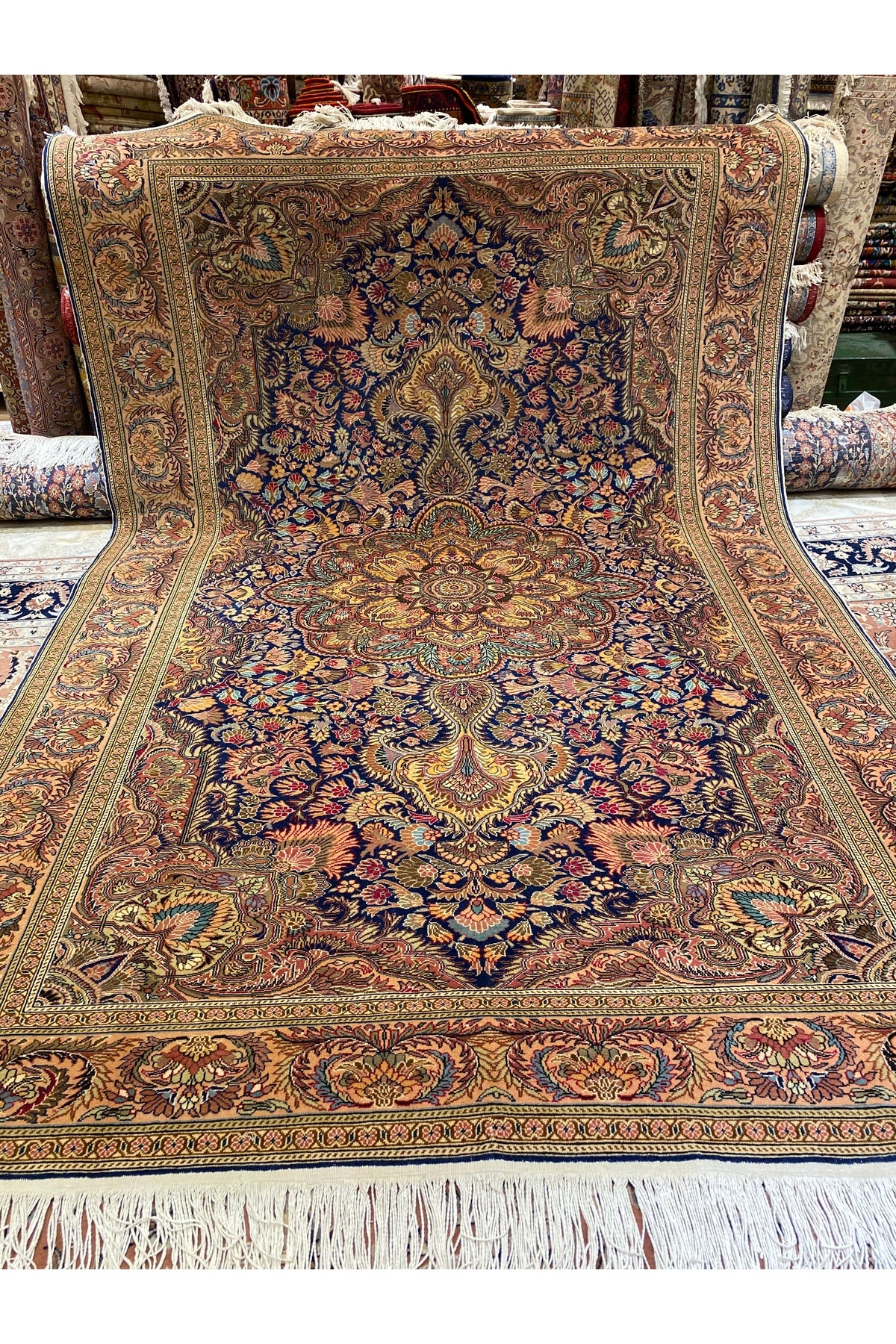 RD RAMAZAN DAG Hand Rug Art Hand-Woven Kayseri Hacilar Weave Premium Quality Cotton Fringe with Wool Weave Size 300x200 - MALLTURK