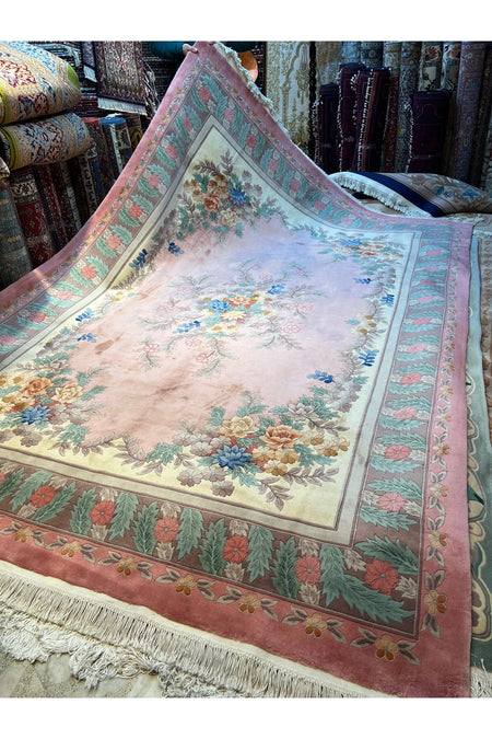 RD RAMAZAN DAG Hand Rug Art Hand-Woven Embossed Chinese Rug Premium Quality Pink Color Size 340x240 - MALLTURK