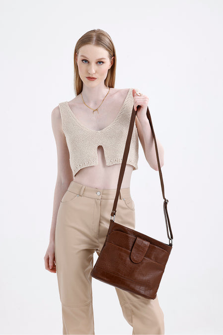 Fubileather Genuine Leather Crossbody Messenger Bag