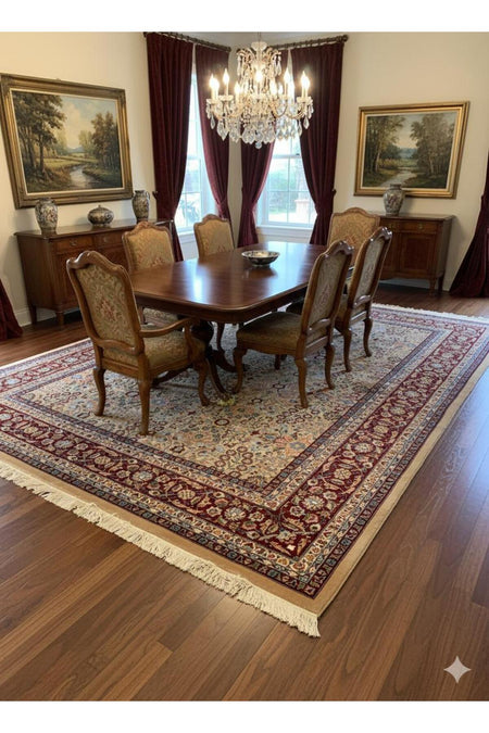 RD RAMAZAN DAG Hand Rug Art Hand-Woven Sumerbank Hereke Rug Signed Seven Mountains Flower Premium Quality Size 305x200 - MALLTURK