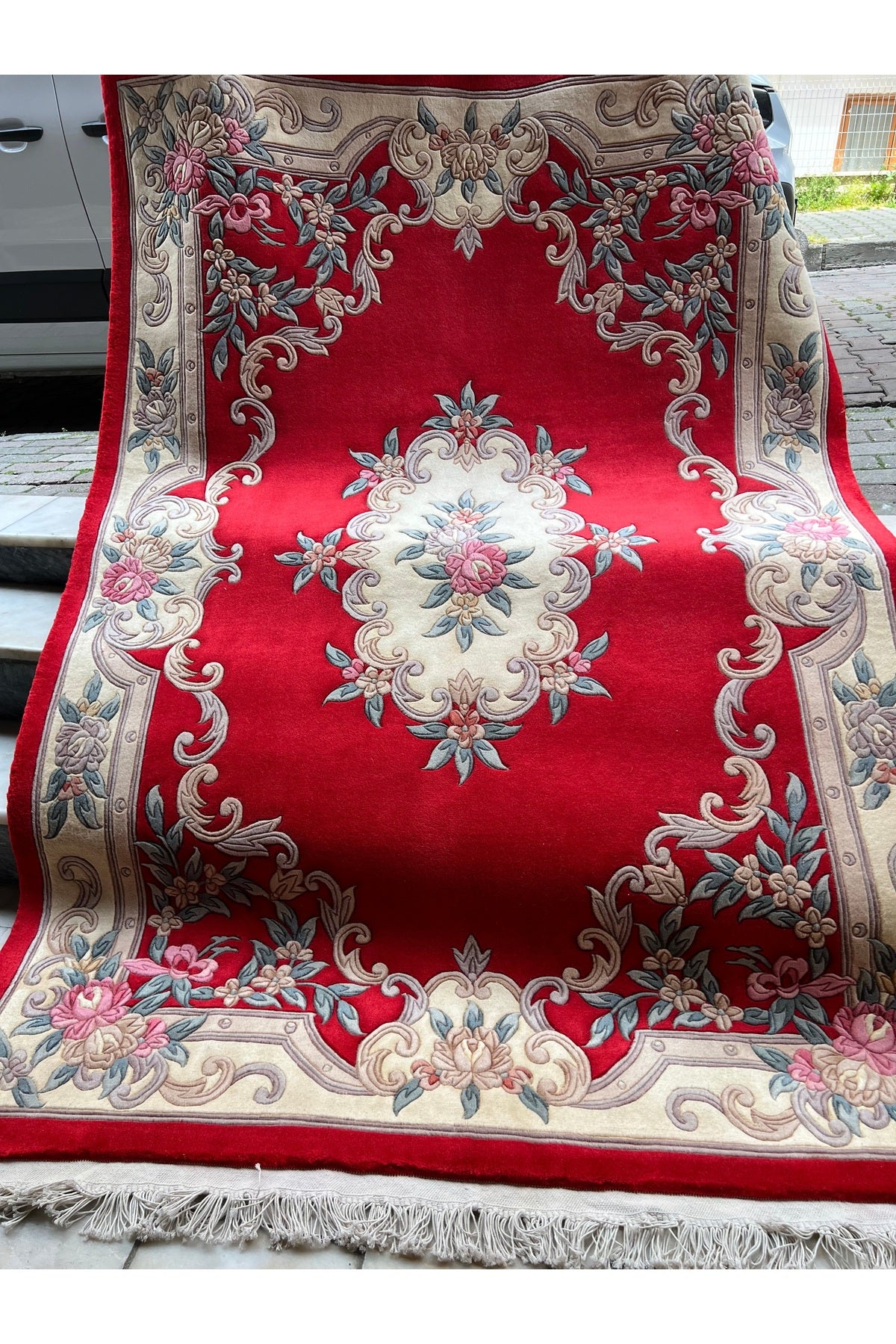 RD RAMAZAN DAG Hand Rug Art Hand-Woven Embossed Chinese Rug Premium Quality Wool Weave Red Color Size 240x170 - MALLTURK