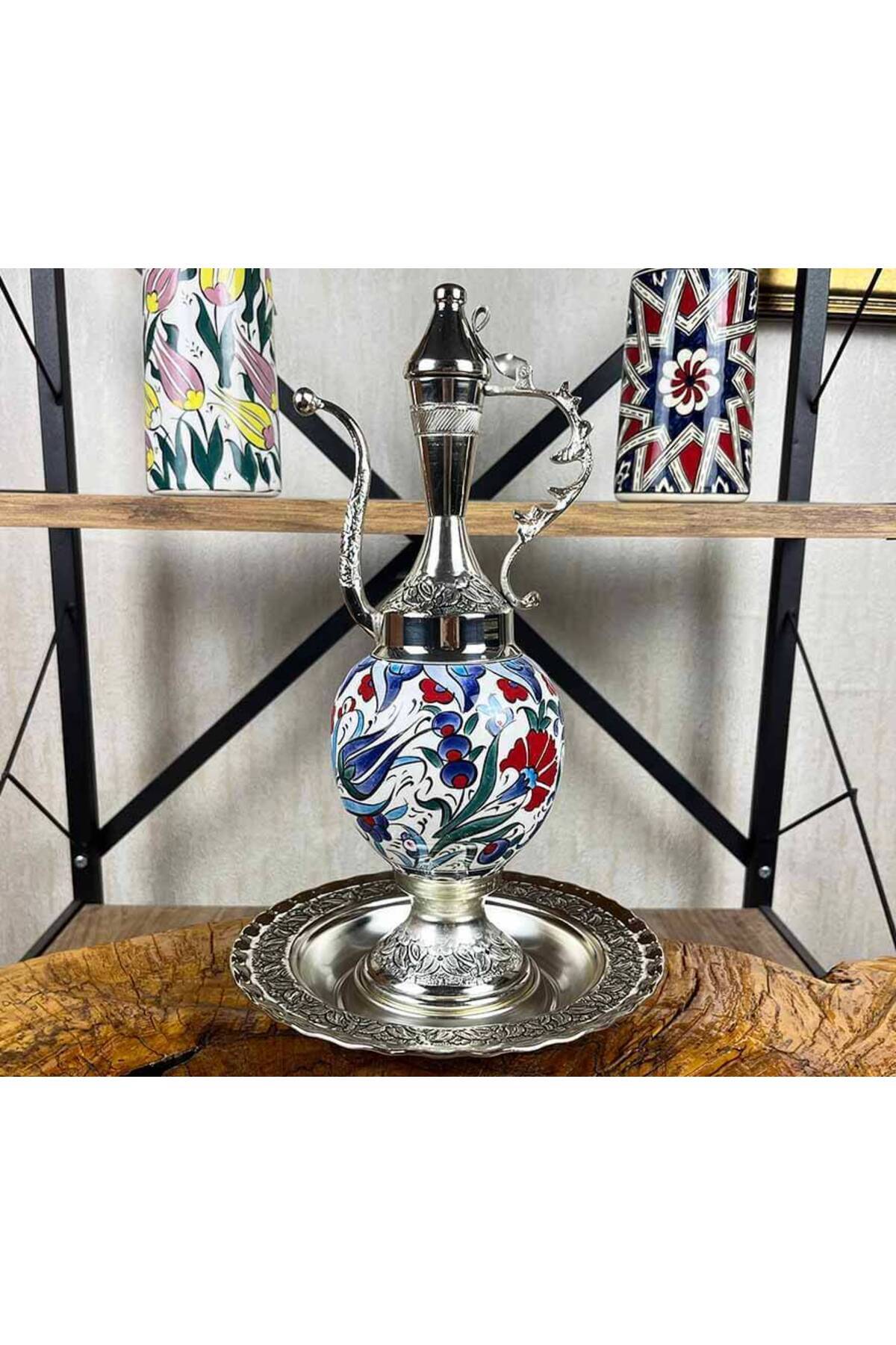 Cini Evi Flower Garden Iznik Tile Ewer and Plate - MALLTURK