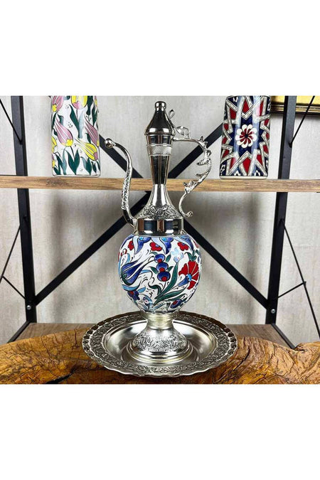 Cini Evi Flower Garden Iznik Tile Ewer and Plate - MALLTURK