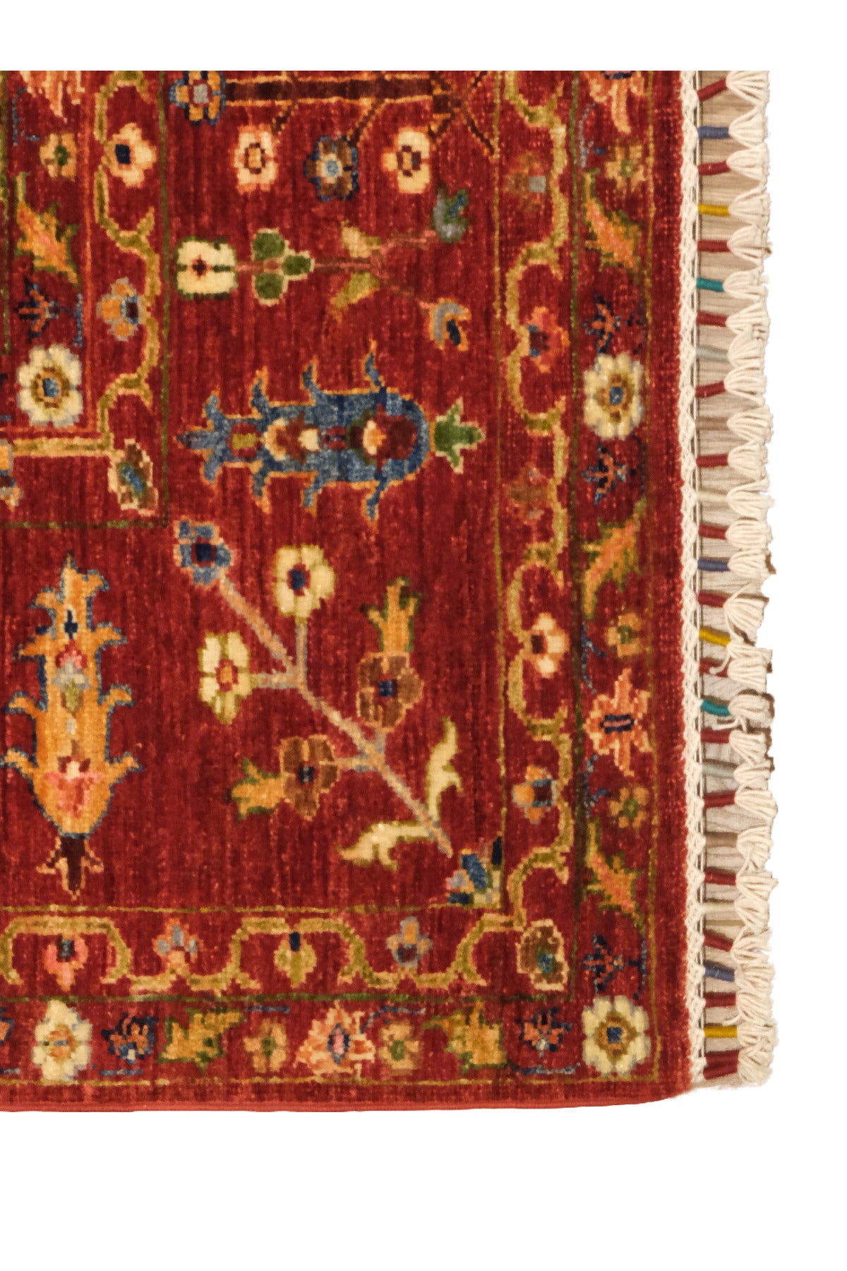 Vog Rug Sultani Handcrafted Red Anatolian Pattern Pattern Fringed Modern and Traditional Living Room Rug