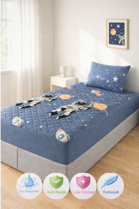 Formeya Astronot Desen Waterproof Quilted Fitted Mattress Protector - MALLTURK