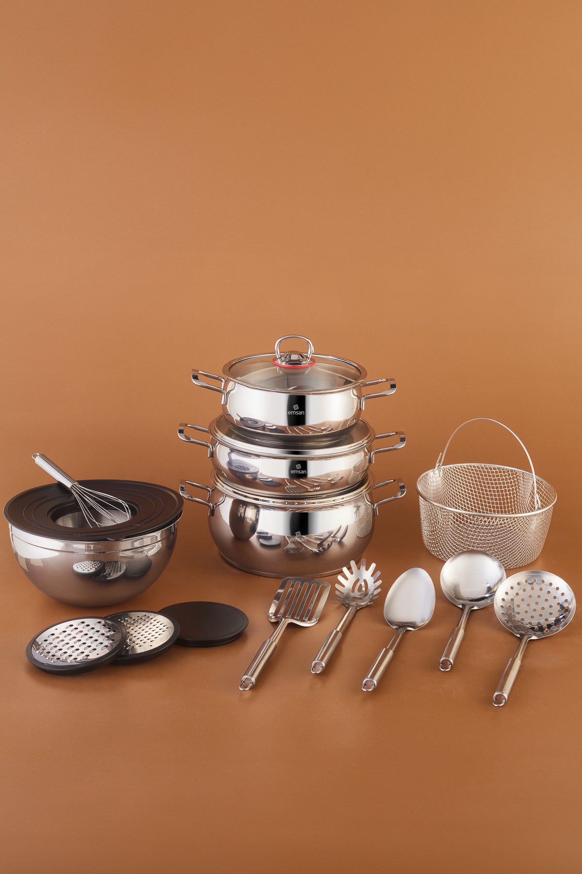 Emsan Karistir Pisir Sakla 18 Piece Karistirma Kabi ve Servis Gerecli Cookware Set
