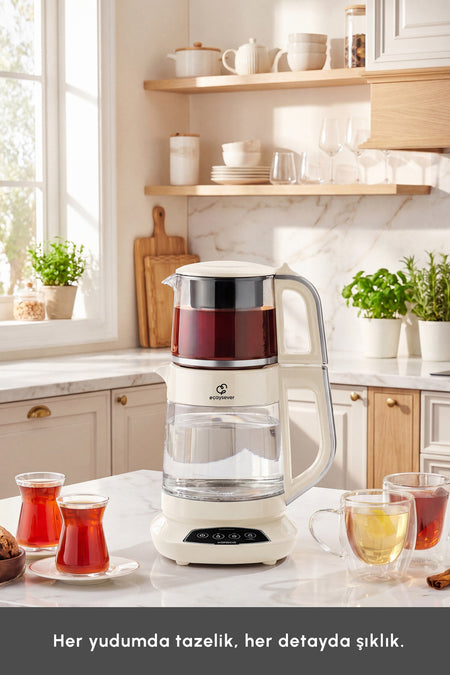 Karaca Tea Lover 3-in-1 Talking Glass Tea Maker, Water Heater and Baby Formula Water Preparer 1700W Starlight. - MALLTURK