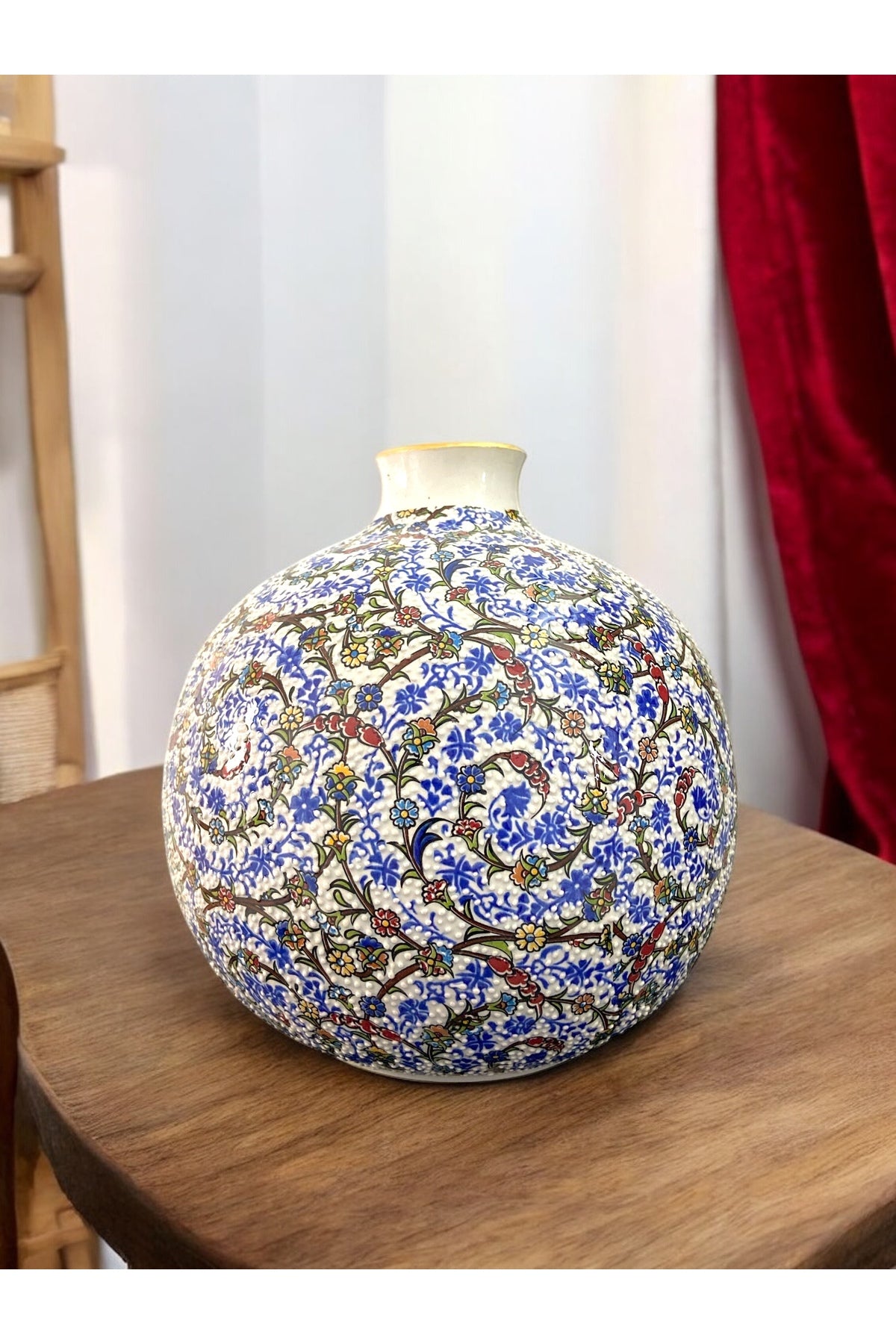 STORESZA Premium Handmade Kutahya Ceramic Sphere Vase - 22cm - MALLTURK