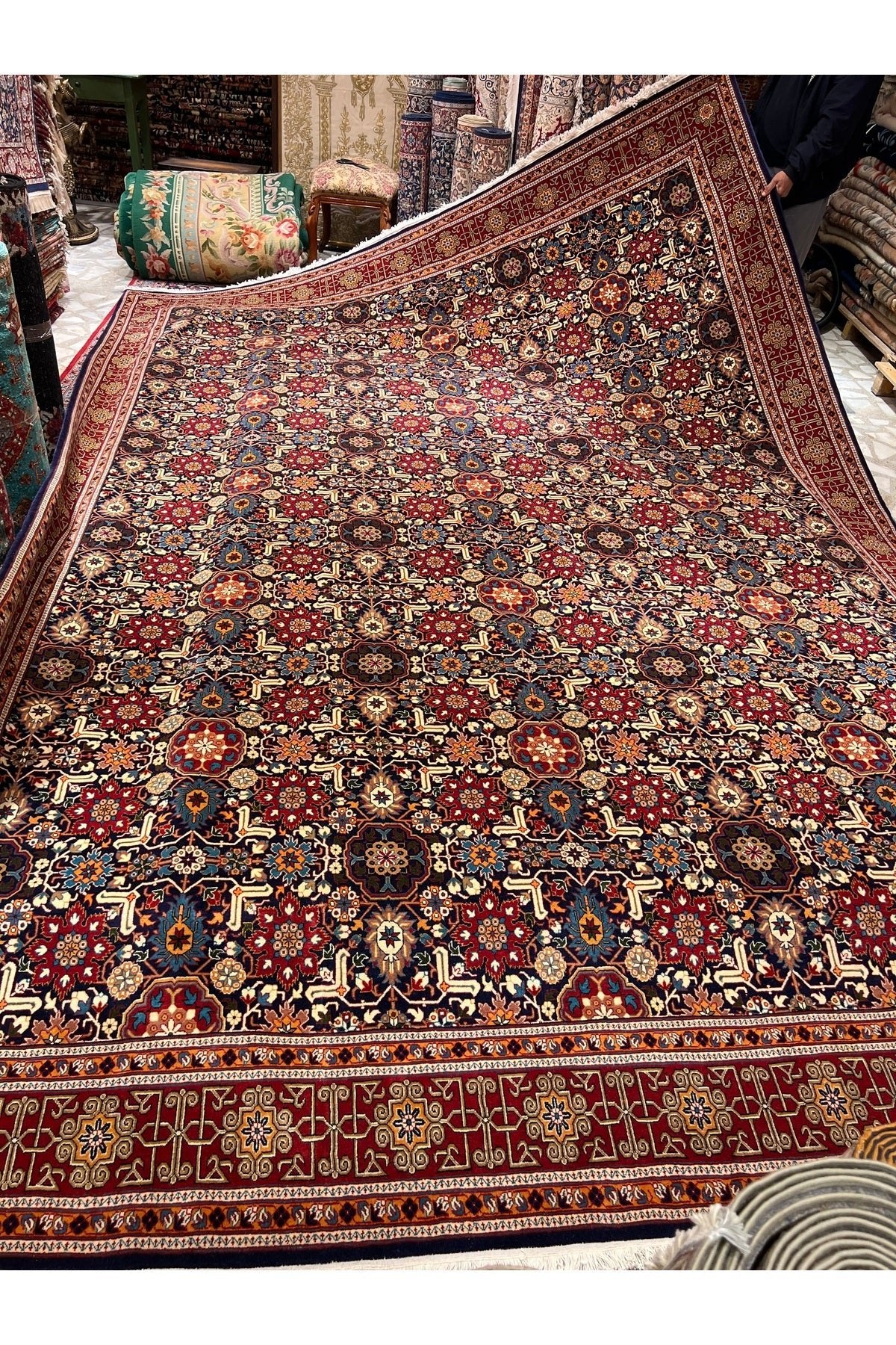 RD RAMAZAN DAG Hand Rug Art Hand-Woven Sumerbank Hereke Rug Signed Kafkas Design Premium Quality Size 417x300 - MALLTURK