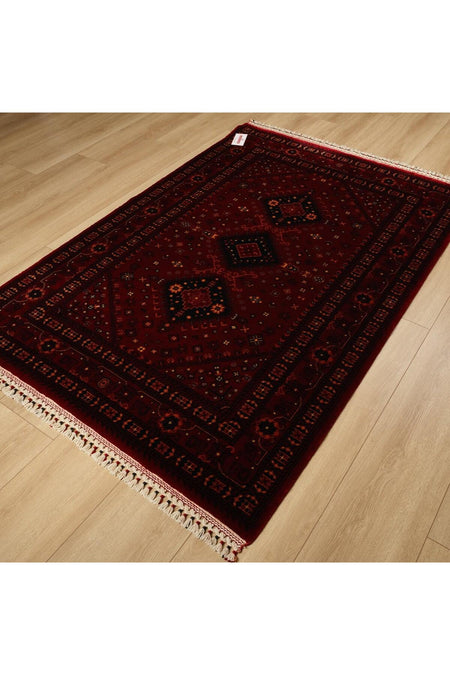 Eko Hali NOSTALGIA Afghan Pattern Machine Woven Carpet - NOSTALGIA 961 Red - MALLTURK