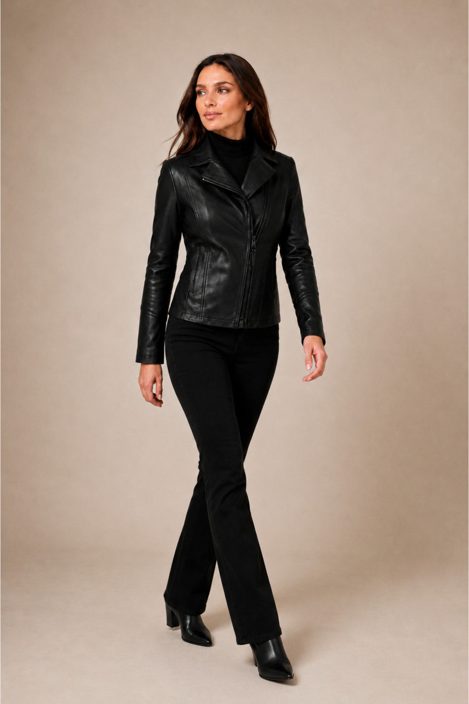ALIN Opal Women's Genuine Leather Jacket Black