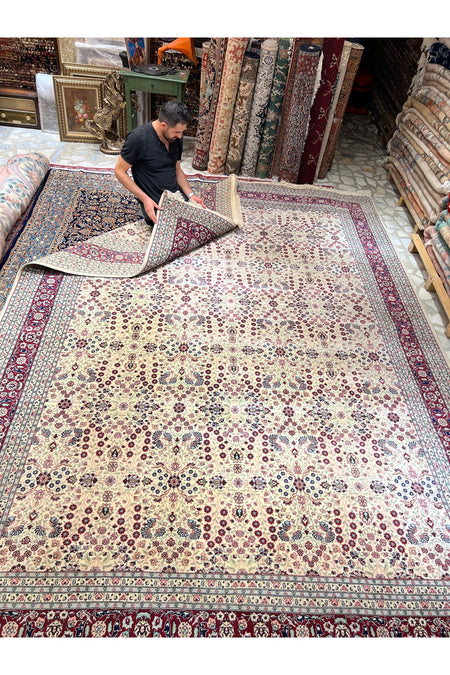 RD RAMAZAN DAG Hand Rug Art Hand-Woven Hereke Rug Seven Mountains Flower Premium Quality Size 397x295 - MALLTURK