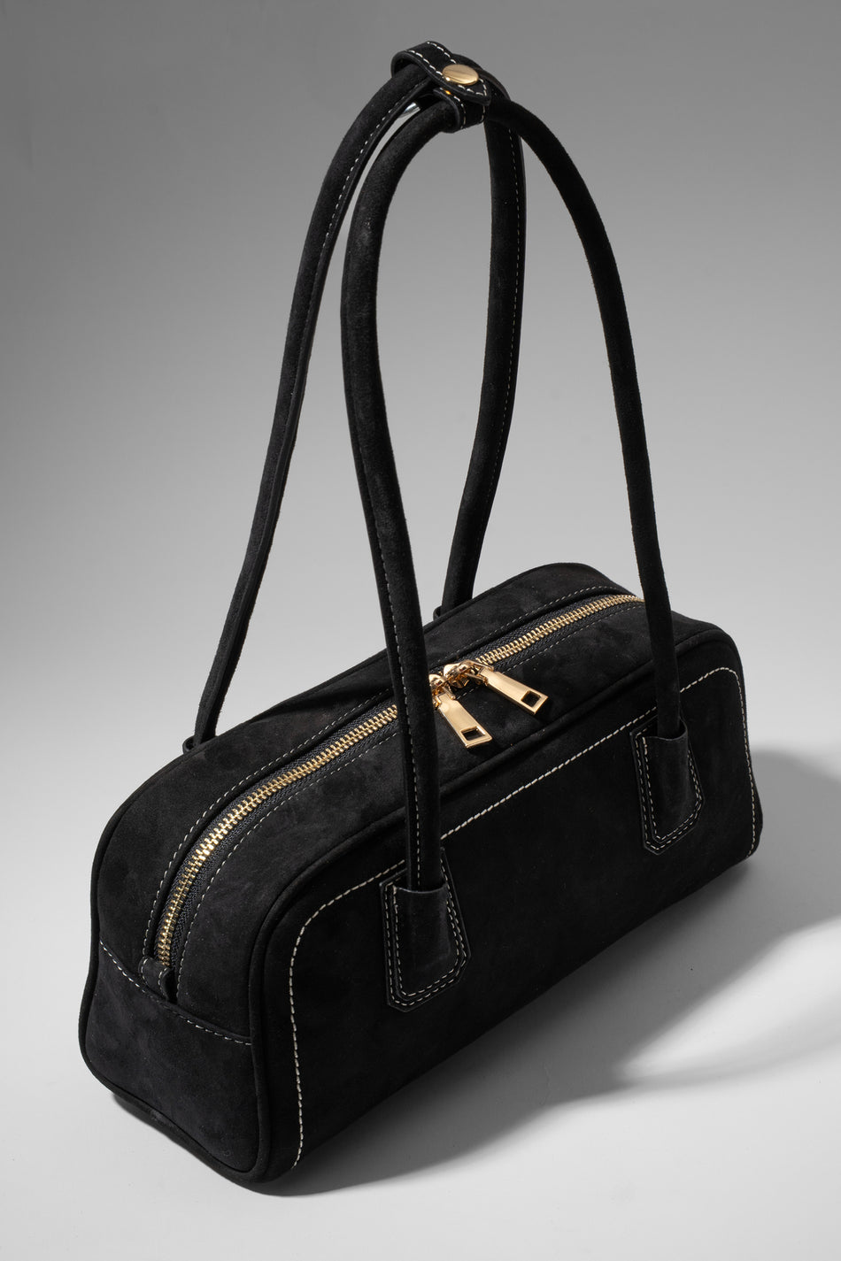 Fubileather Suede Florence Genuine Leather Women's Hand and Shoulder Bag Black