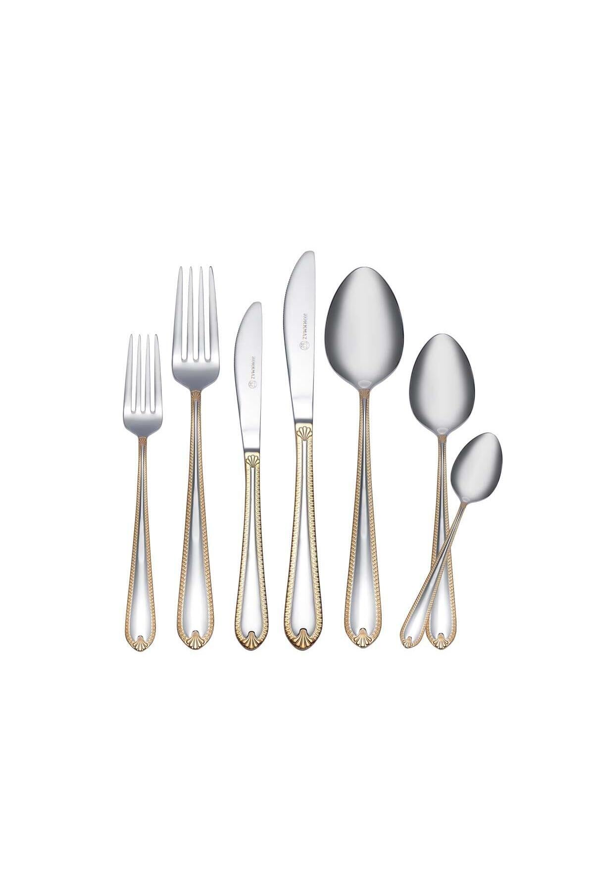 KORKMAZ dilruba gold 84 Piece Flatware Set a2517 - MALLTURK