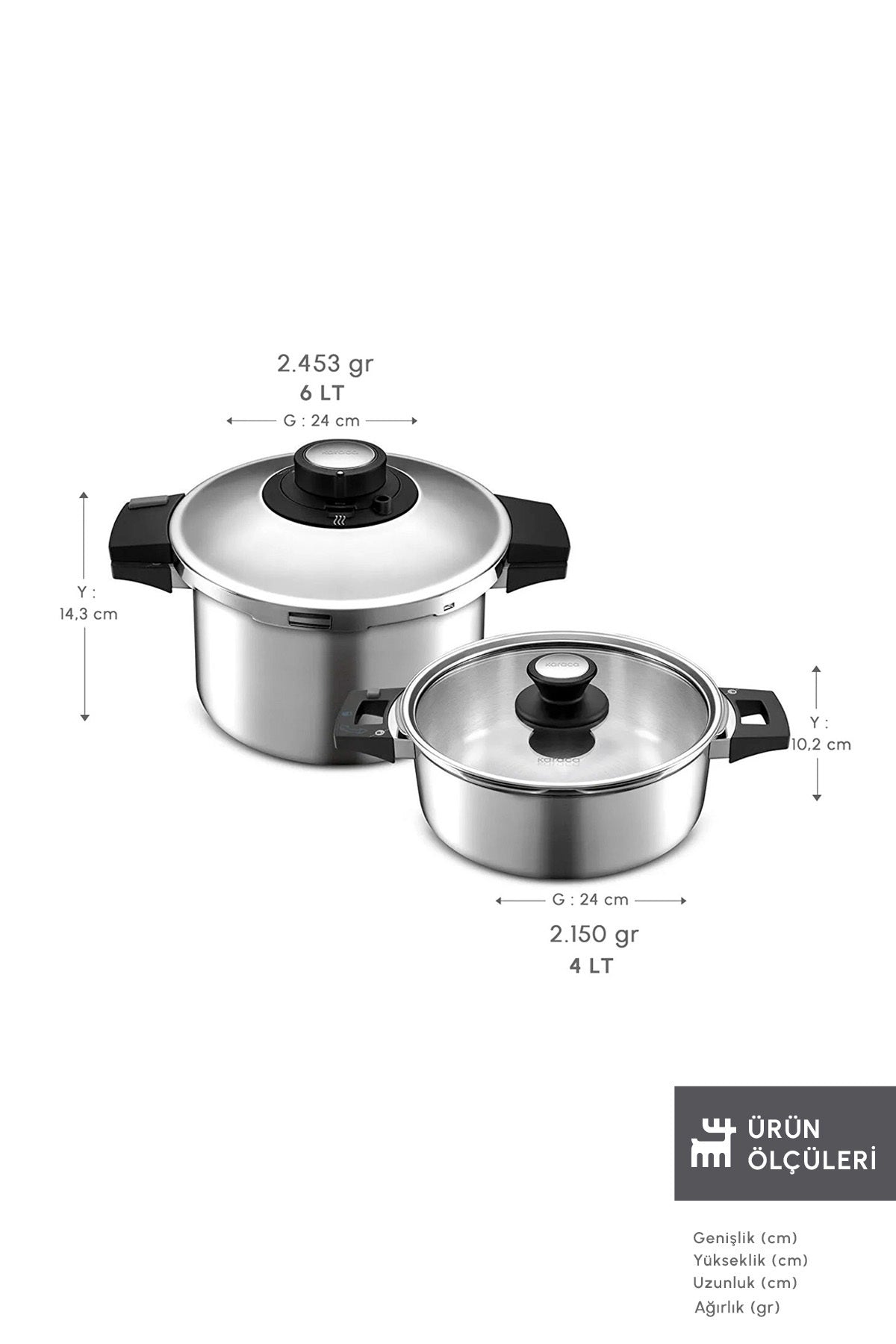 Karaca Quick And Safe induction Base Pressure Cooker Set 4+6 Lt - MALLTURK