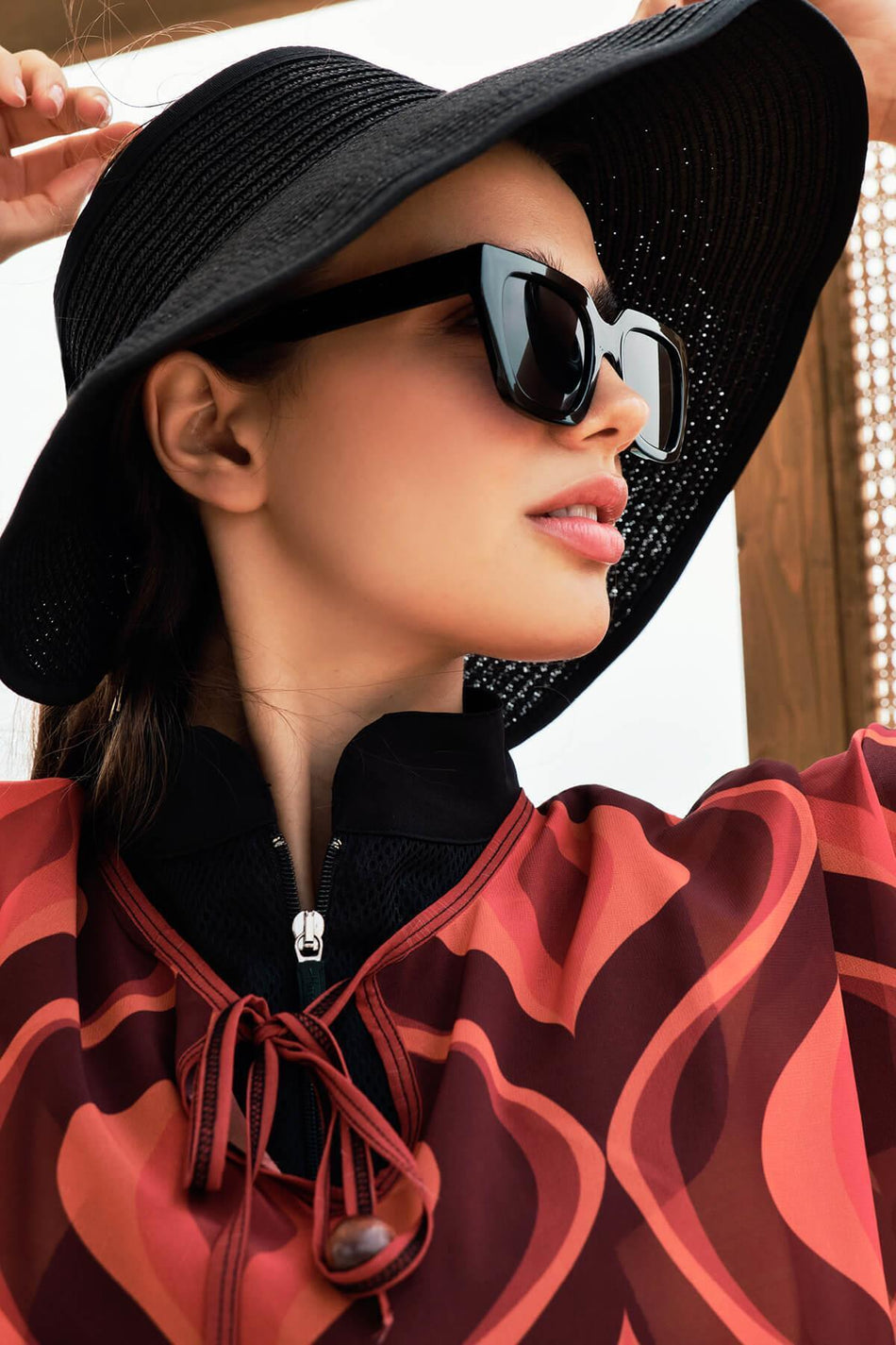 Hasema Bow Detail Foldable Black Visor Beach Hat - MALLTURK