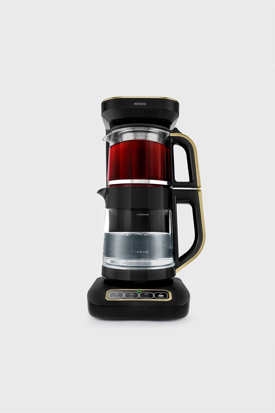 Karaca Tea Lover Robotea Pro 4 in 1 Talking Glass Tea Maker Mineral Gold - MALLTURK
