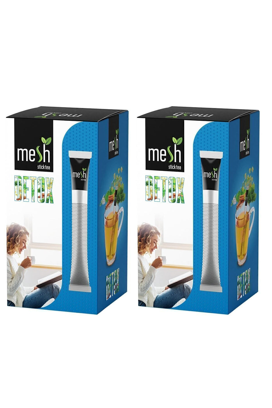 Mesh Stick Detox Form Tea Herbal Blend Detox Tea 2 Packs in 1