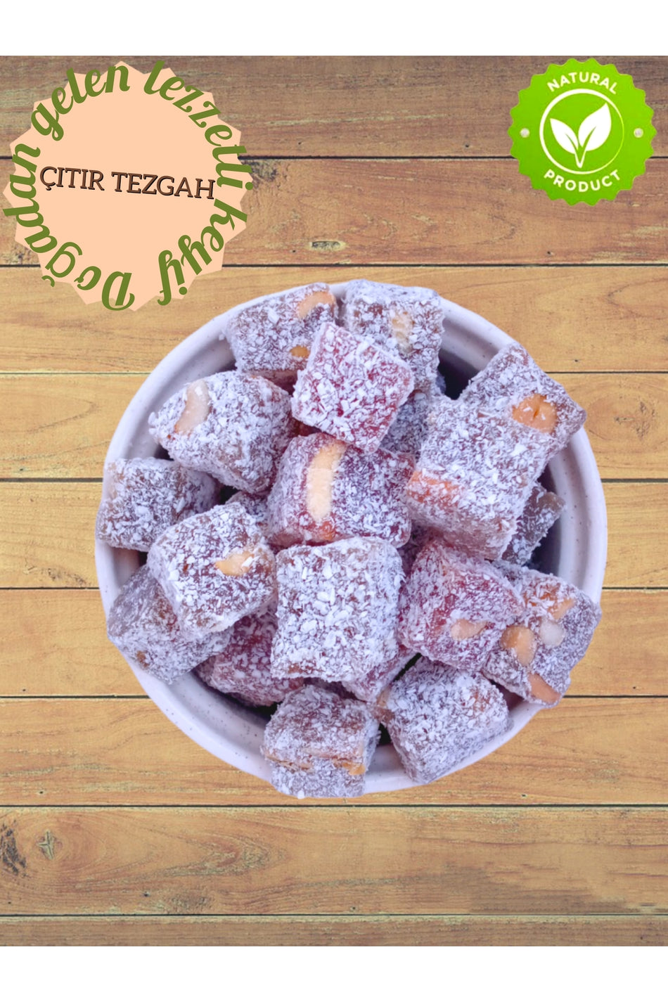 CITIR TEZGAH Double Roasted Peanut Coconut Coated Fresh Turkish Delight 250 g - MALLTURK