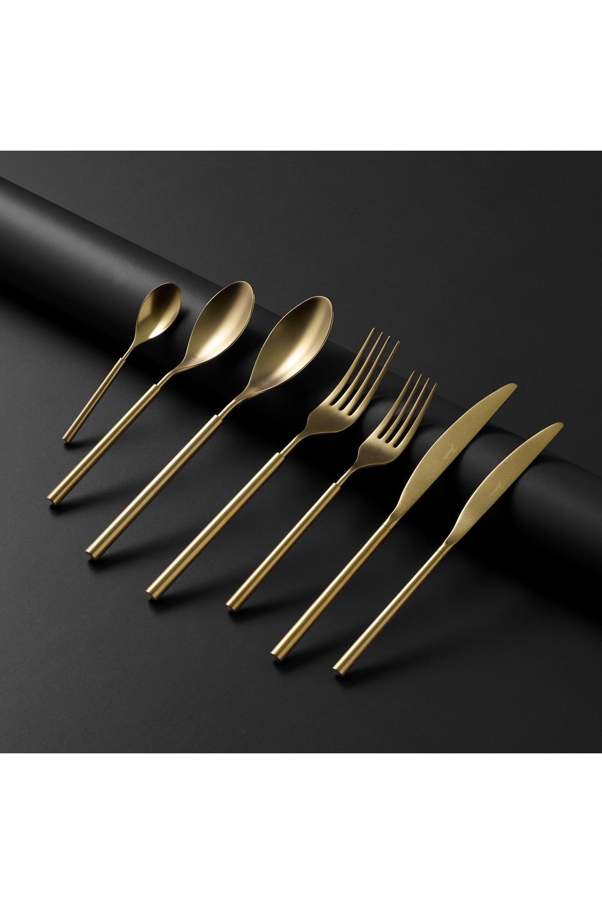 Jumbo 6000 roller full mat titanyum gold 12 Place Setting 84 Piece Flatware Set - MALLTURK