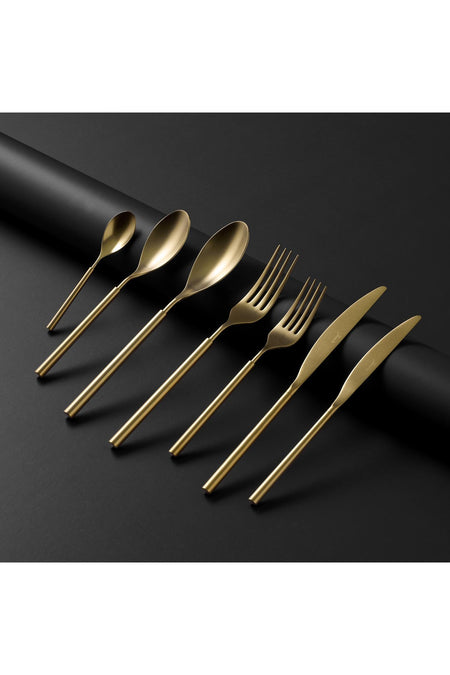 Jumbo 6000 roller full mat titanyum gold 12 Place Setting 84 Piece Flatware Set - MALLTURK