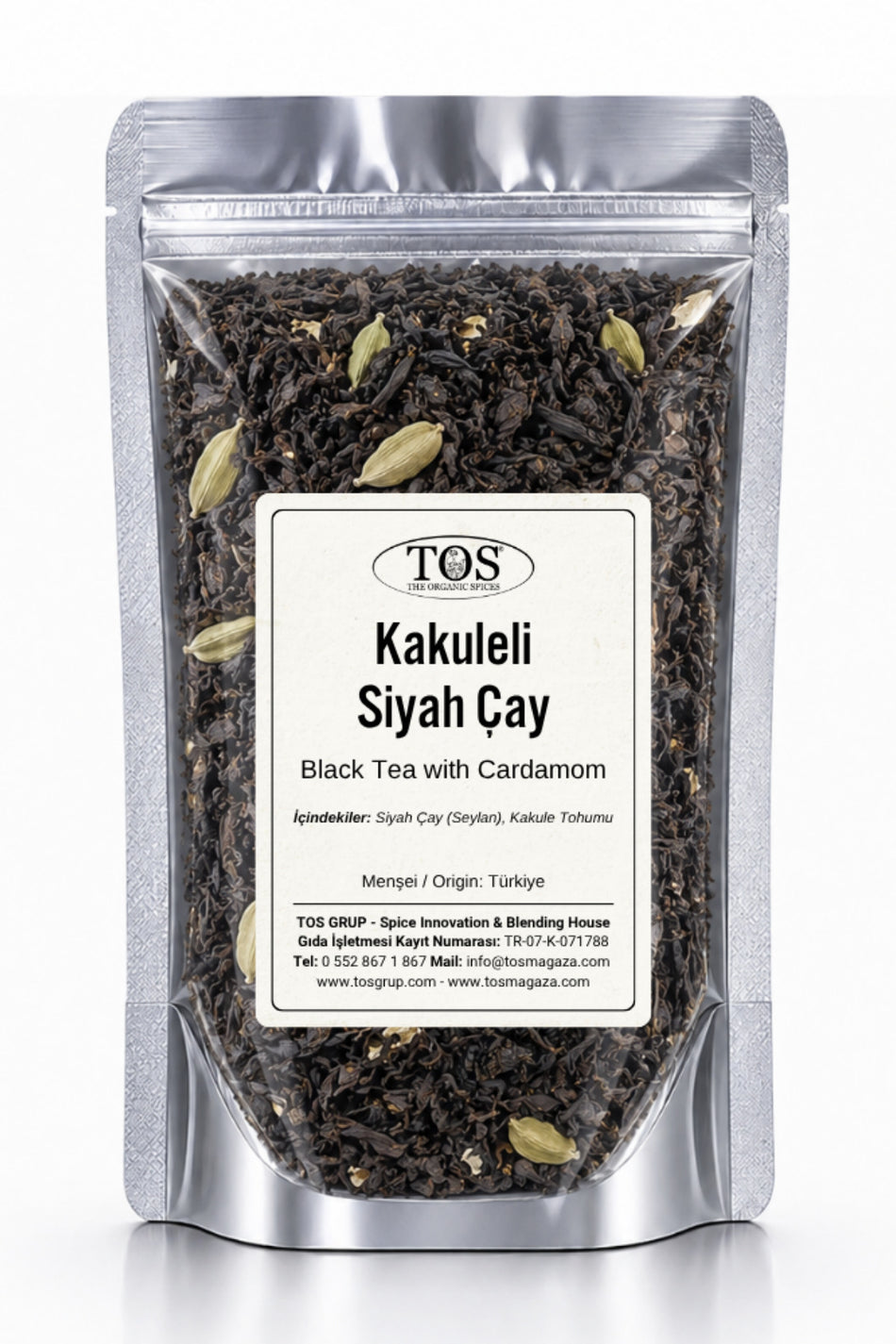 TOS The Organic Spices Cardamom Black Tea 40 gr (1st Quality) Cardamom Black Tea