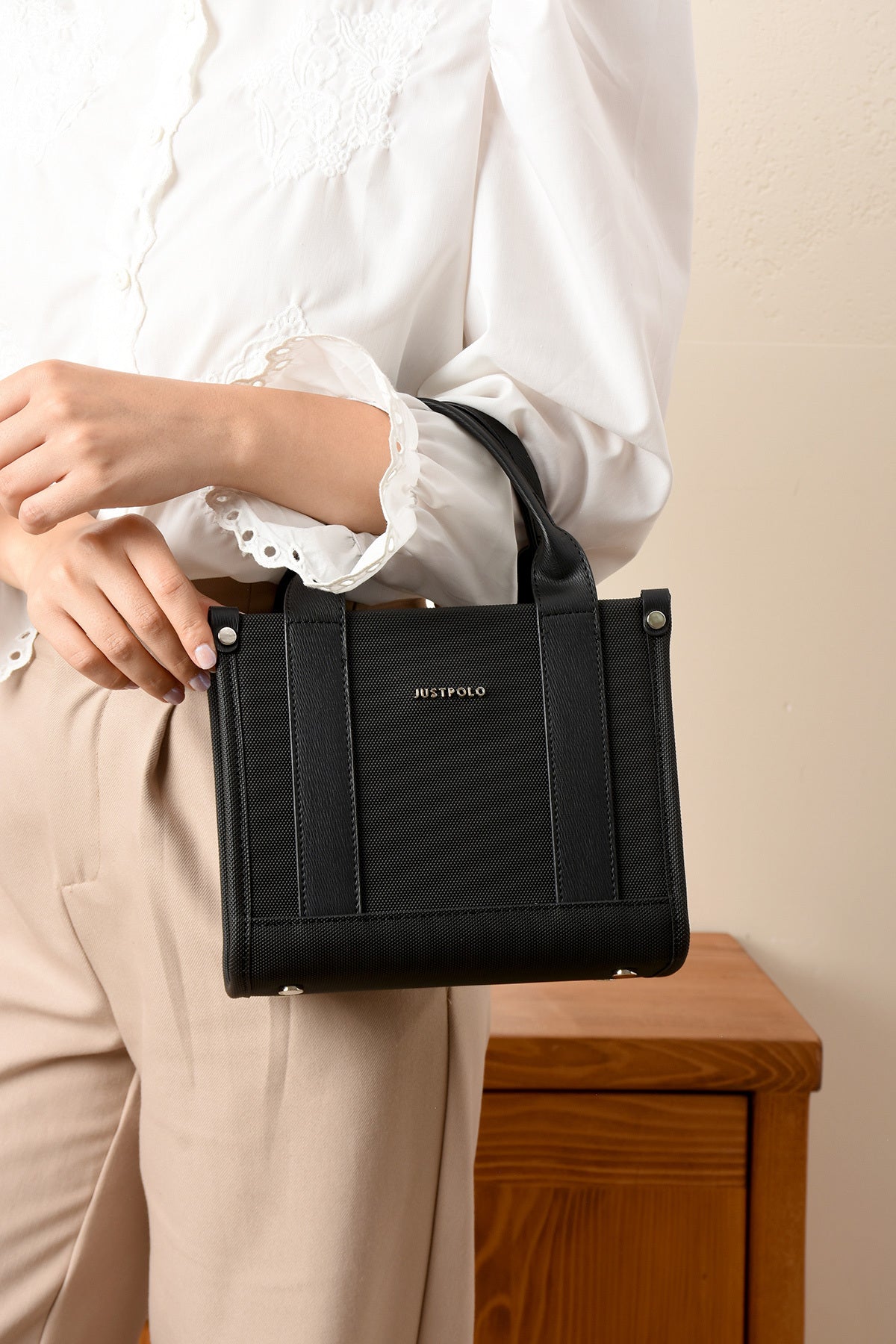 Just Polo Black, Epi Women's Hand and Shoulder Bag, Polo Fabric - MALLTURK