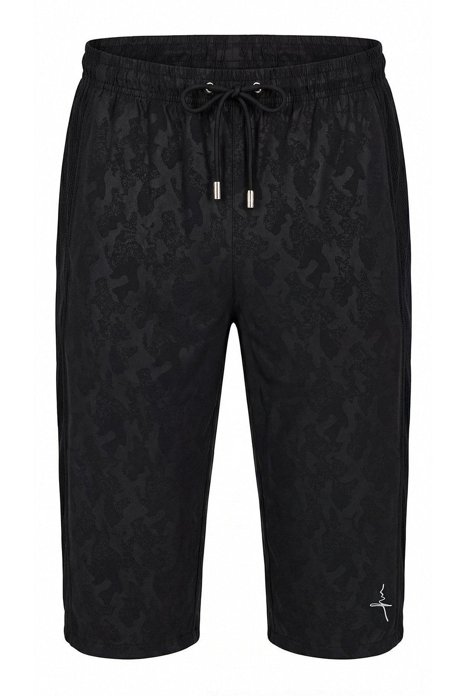 Hasema Camouflage Patterned Mesh Detail Black Long Men's Pool and Beach Shorts 6009