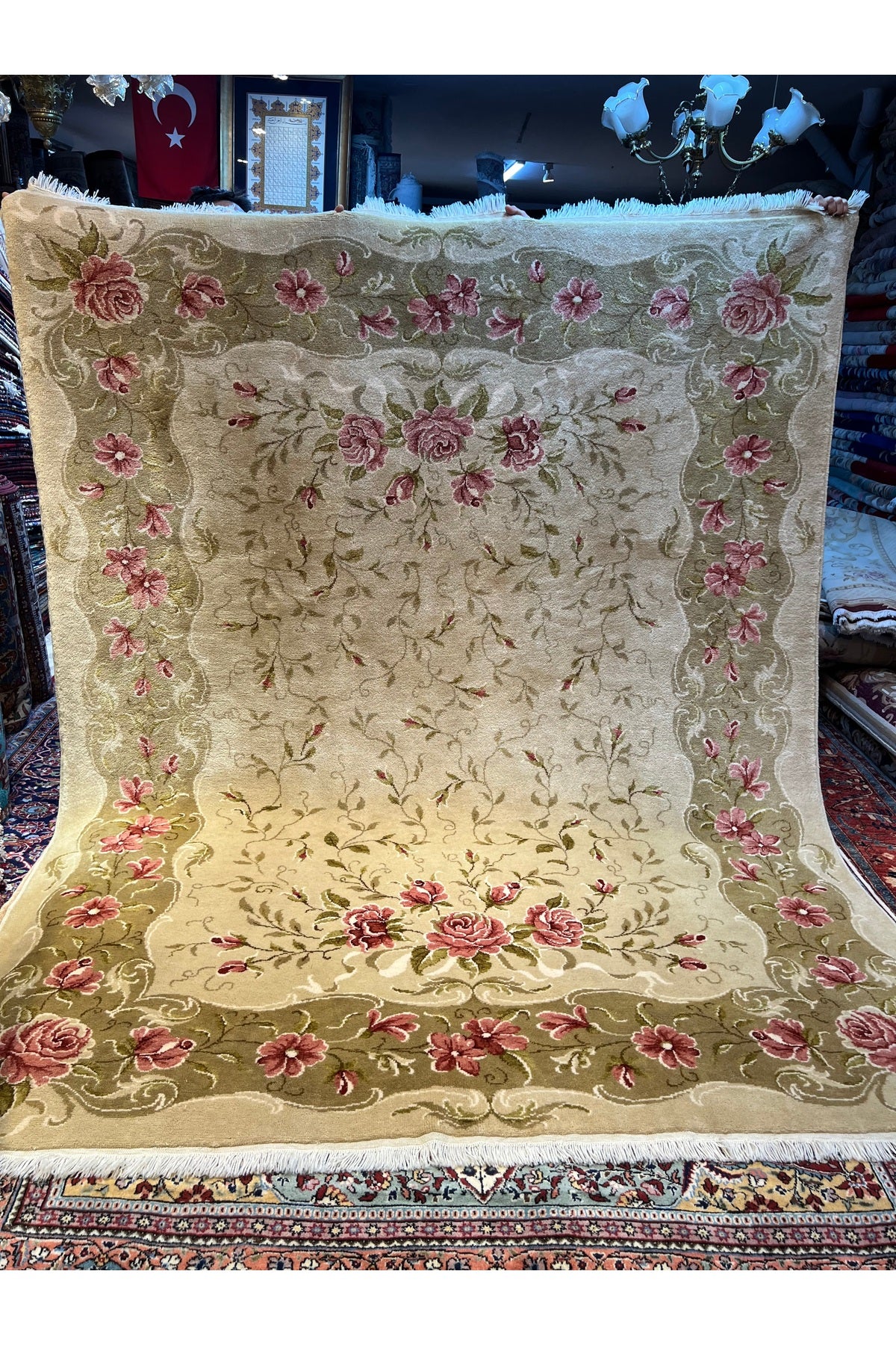 RD RAMAZAN DAG Hand Rug Art Hand-Woven Usak Rug Premium Quality Wool Weave Size 280x227 - MALLTURK