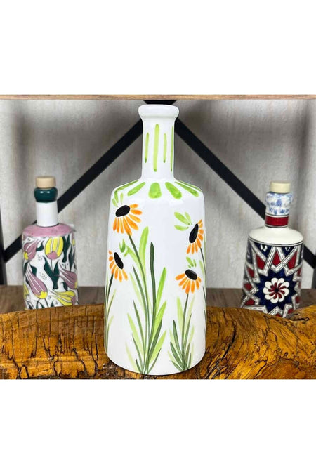 Cini Evi Aycicegi Patterned Handmade Olive Oil Bottle 550 ml - MALLTURK