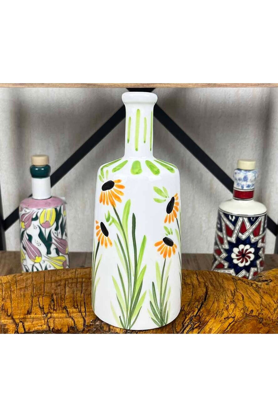 Cini Evi Aycicegi Patterned Handmade Olive Oil Bottle 550 ml - MALLTURK