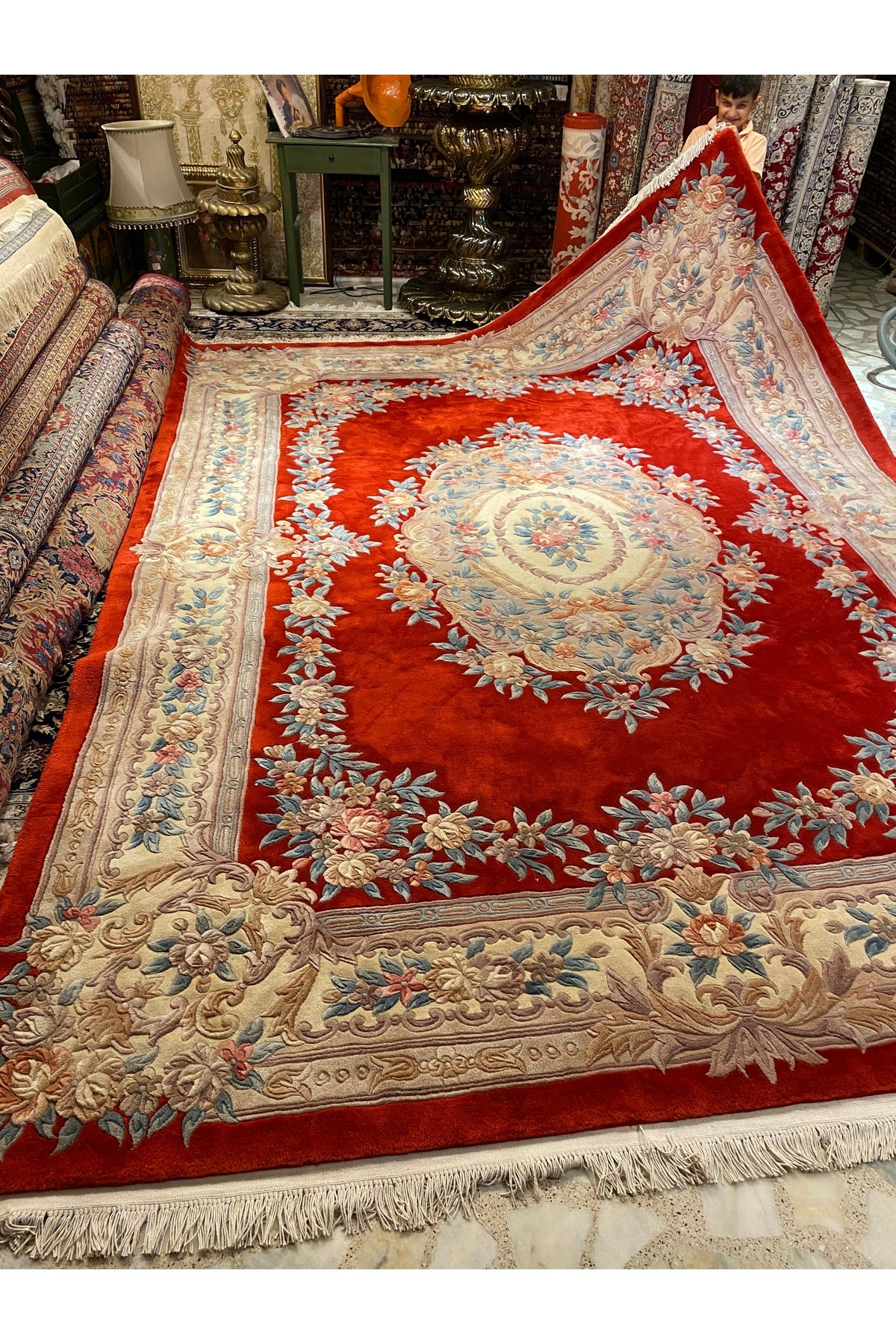 RD RAMAZAN DAG Hand Rug Art Hand-Woven Embossed Chinese Rug Premium Quality Size 370x270 - MALLTURK