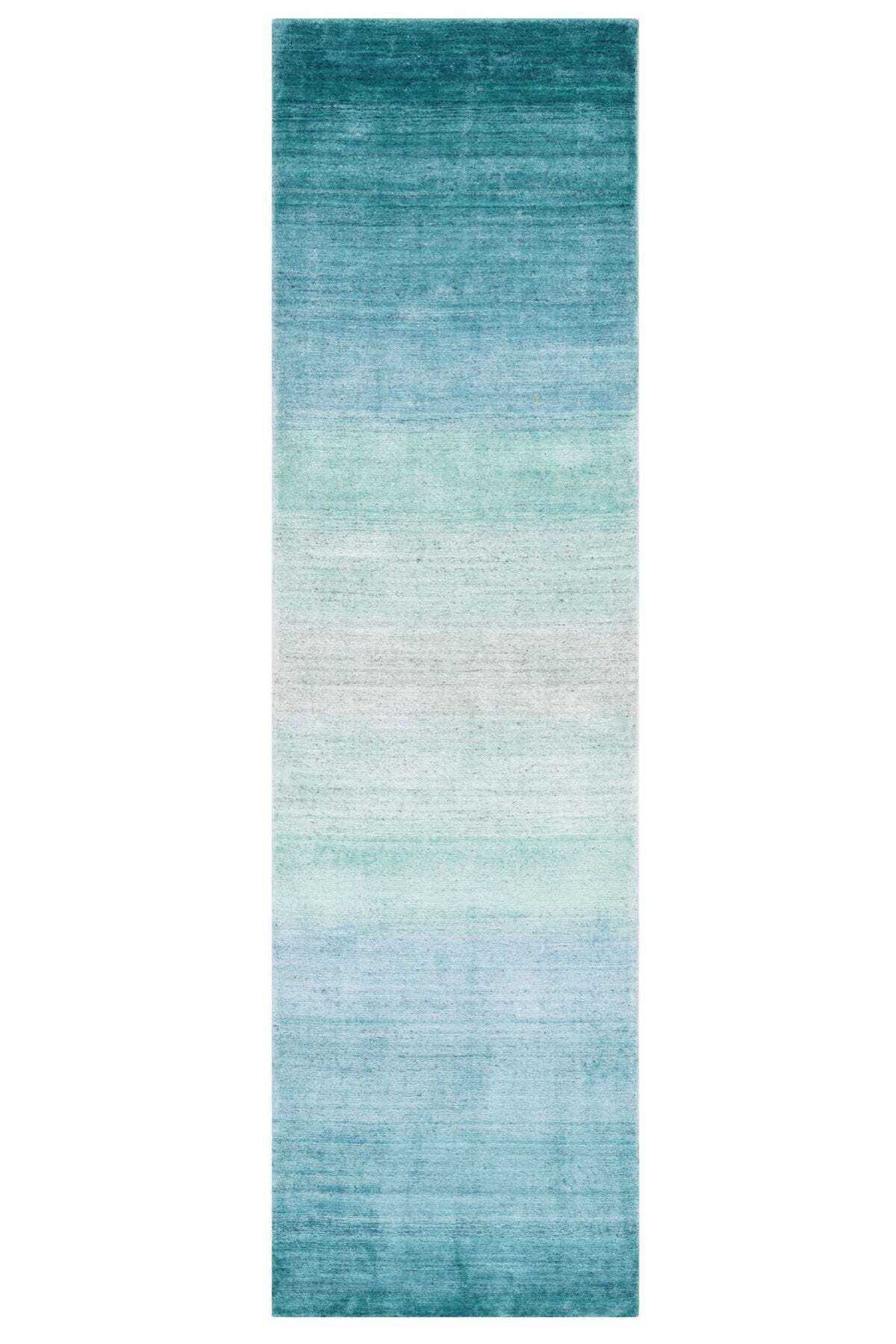Naar Hali Nepal 3656 Blue Modern Handwoven Runner Rug 80x300 - MALLTURK