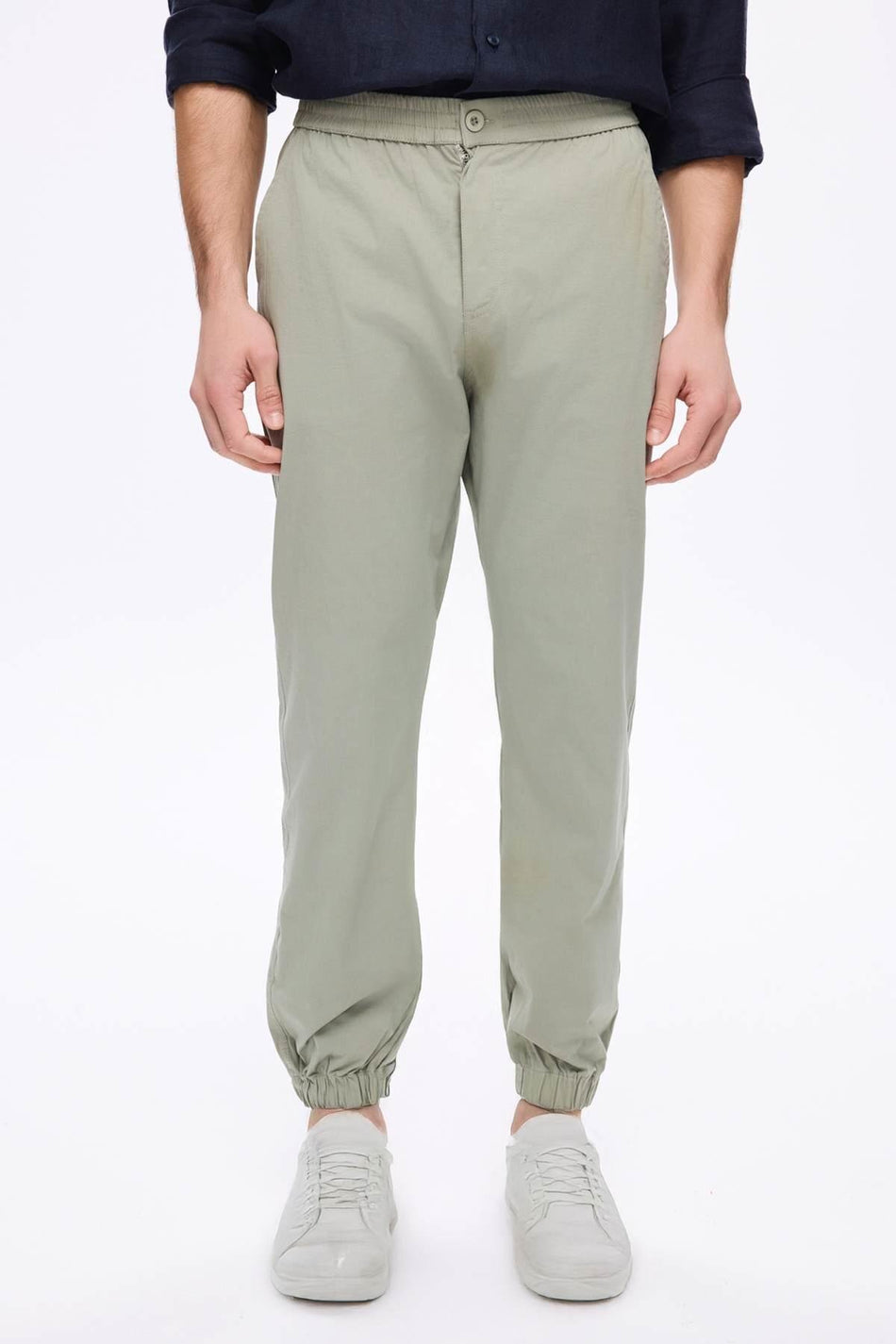 Men's Green Jogger Pants with Elastic Waist and Cuffs (4023)