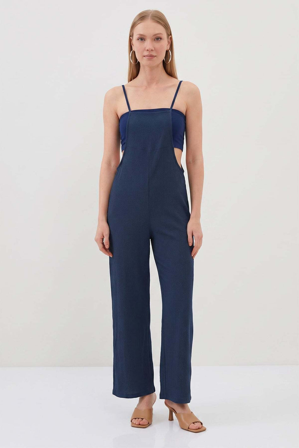 Crepe Fabric Rope Strap Jumpsuit