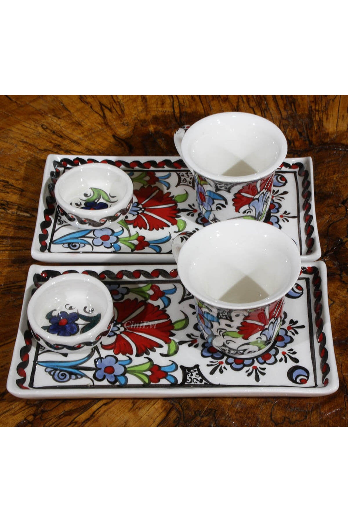 Cini Evi Carnation Pattern Coffee Set - MALLTURK
