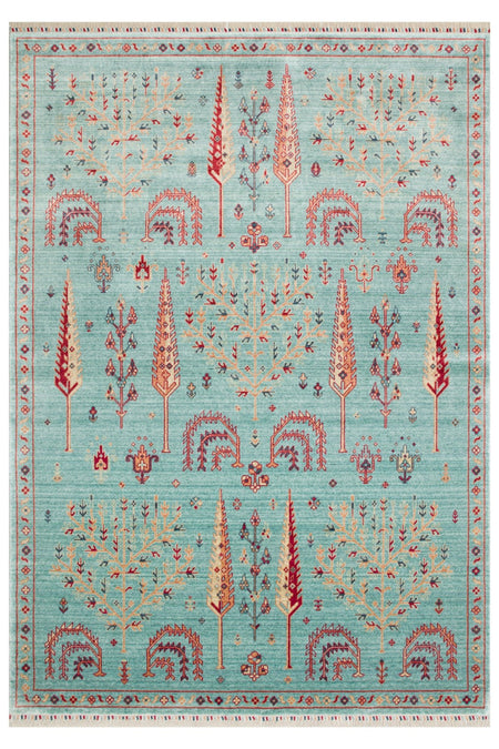 Nesem Hali Boutique EKOHali Zara ZR 22 Turquoise is a special loom rug shaped by the intensive handiwork of women from Usak. - MALLTURK