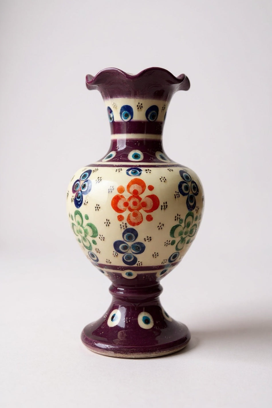 STORESZA Handmade Wheelwork 20cm Lace Alhambra Ceramic Vase Purple - MALLTURK
