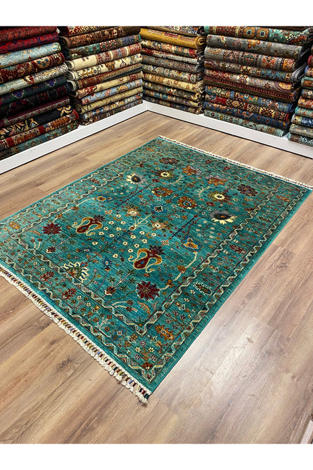 fethiyehalikilim Hand-Woven Afghan Sultani Rug %100 Wool %100 Hand-Woven Natural Decorative Rug Handcrafted Original Design