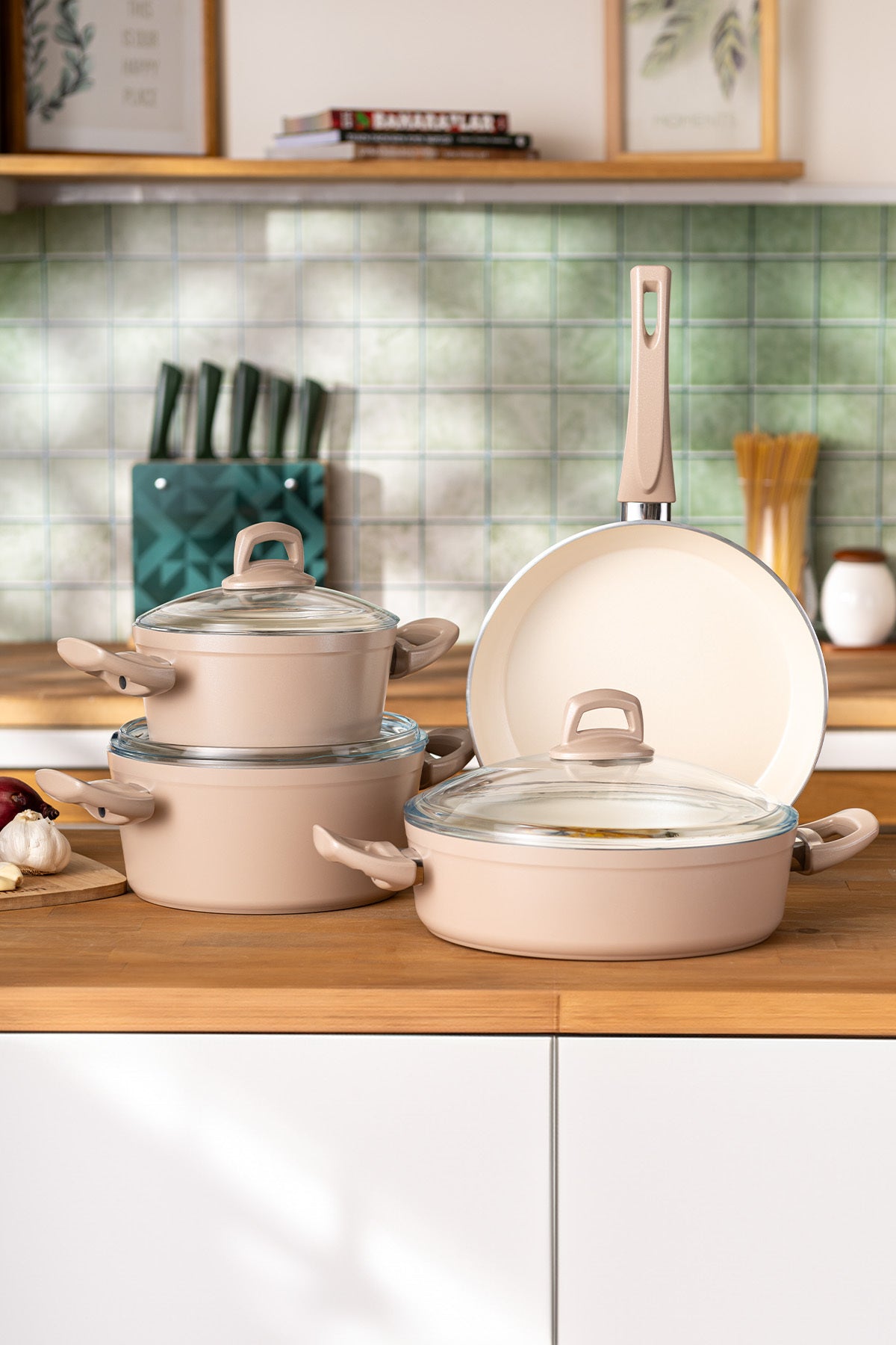 Emsan Crystal 7 Piece Cookware Set Rosegold - MALLTURK